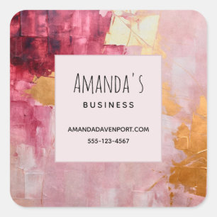 Sticker Carré Brush artistique touche Gold et Rose Business