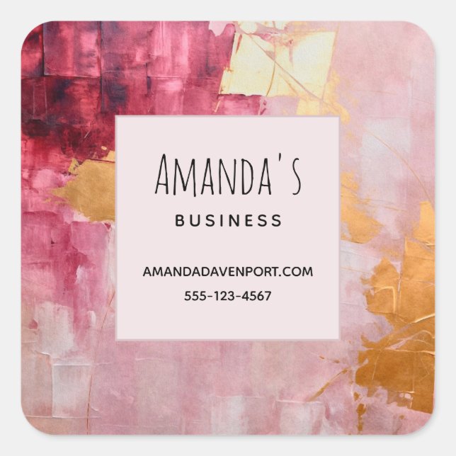 Sticker Carré Brush artistique touche Gold et Rose Business (Devant)