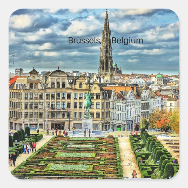 Sticker Carré Bruxelles, Belgique, photo du paysage urbain (Devant)