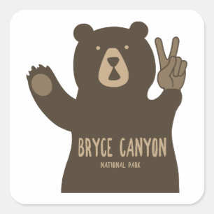Sticker Carré Bryce Canyon Parc National Peace Bear