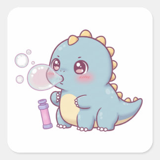 Sticker Carré Bubble Dino – Playful & Kawaii!