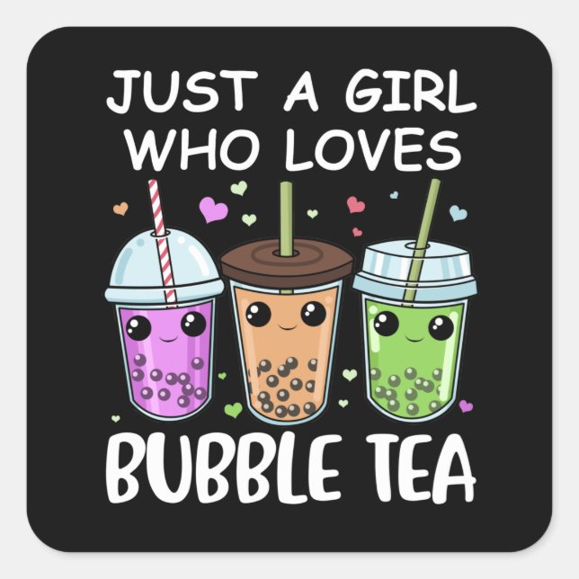 Sticker Carré Bubble Tea Cadeaux Filles Kawaii Bubble Tea (Devant)
