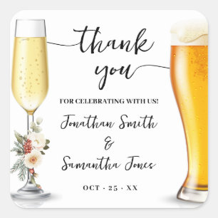 Sticker Carré Bubbles & Brews Merci Mariage d'Hiver