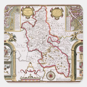 Sticker Carré Buckinghamshire, gravée par Jodocus