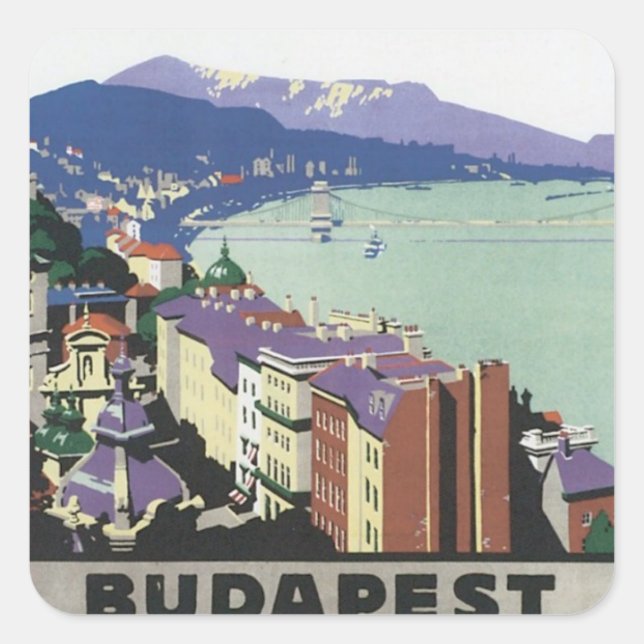 Sticker Carré Budapest vintage Hongrie (Devant)