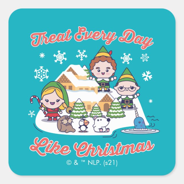 Sticker Carré Buddy l'Elf Chibi Graphic (Devant)