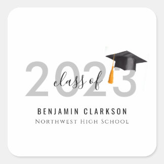 Sticker Carré budget moderne simple classe de 2023 diplômé