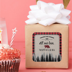 Sticker Carré Buffalo à carreaux Bûcheron Merci