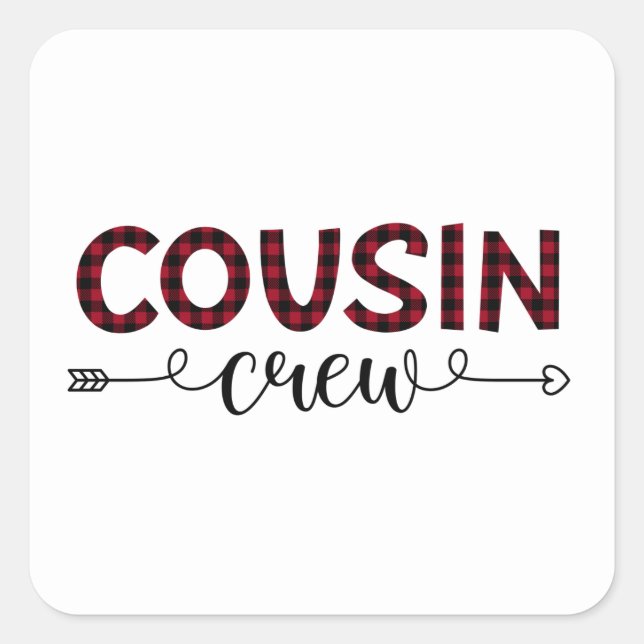 Sticker Carré Buffalo de l'équipage de Cousin Plaid Noël Motif (Devant)