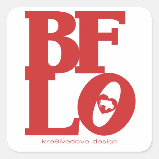 Sticker Carré BUFFALO LOVE (rouge) (Devant)