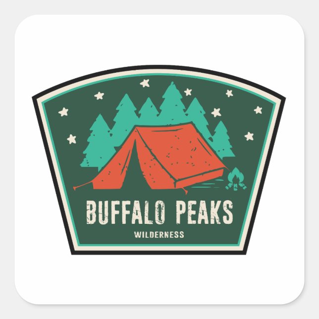 Sticker Carré Buffalo Peaks Wilderness Colorado Camping (Devant)