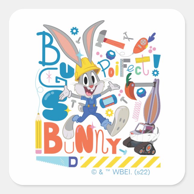 Sticker Carré BUGS BUNNY BUILDERS™| BUGS BUNNY™ Work Tools (Devant)