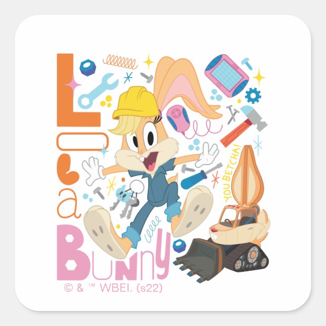 Sticker Carré BUGS BUNNY BUILDERS™| Lola Bunny Work Tools (Devant)