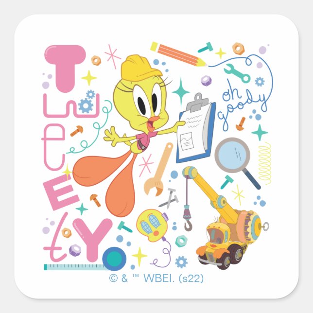 Sticker Carré BUGS BUNNY BUILDERS™| TWEETY™ Work Tools (Devant)