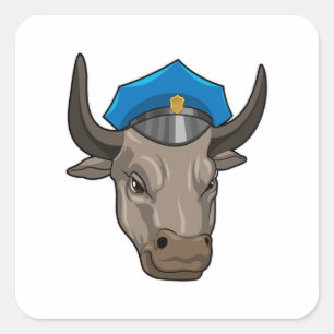 Sticker Carré Bull agent de police Police