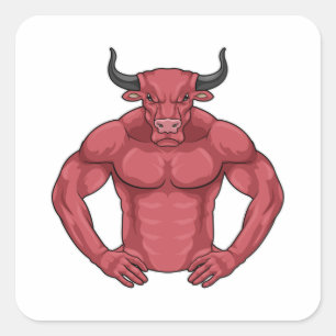 Sticker Carré Bull comme Bodybuilder extrême