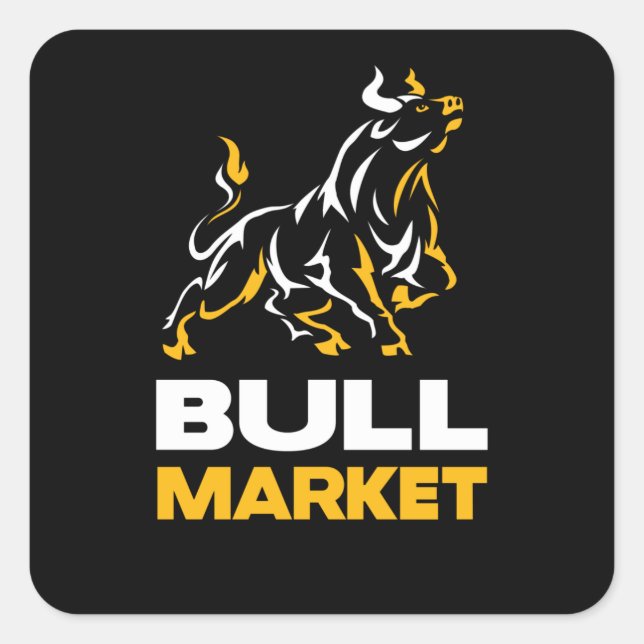 Sticker Carré Bull Stock Trader Wallstreet Investisseur (Devant)