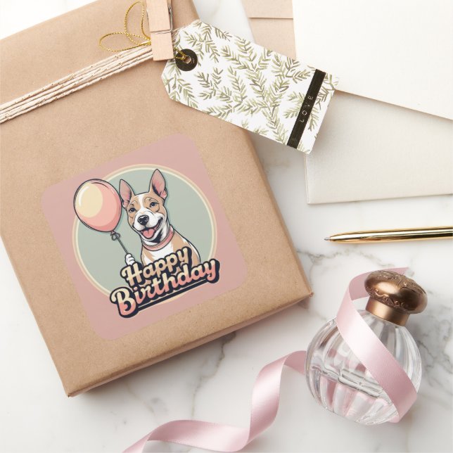 Sticker Carré Bull Terrier Chien coloré (Cadeaux)