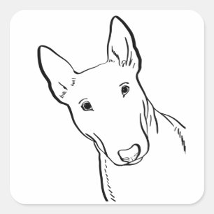 Sticker Carré Bull Terrier Chien Line Idée cadeau d'art