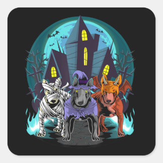 Sticker Carré Bull Terriers maman sorcière Beagle Halloween cade