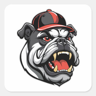 STICKER CARRÉ BULLDOG WITH BASEBALL CAP