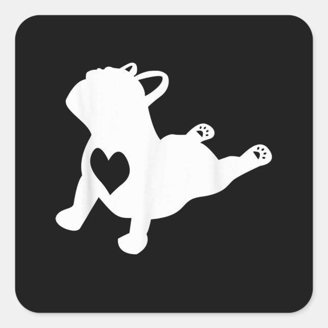 Sticker Carré Bulldog Yoga Pose Love Heart Workout (Devant)