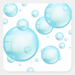 Sticker Carré Bulles d'air turquoise du Shampoo Soapy