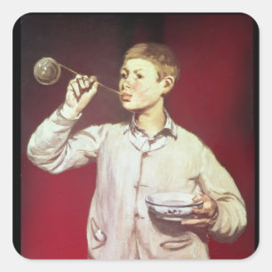 Sticker Carré Bulles de soufflage de garçon, 1867-69