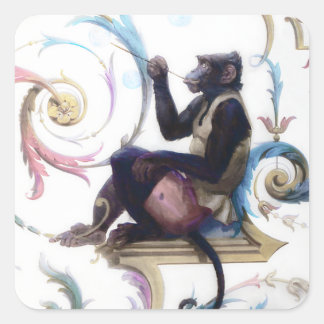 Sticker Carré Bulles de soufflage de singe