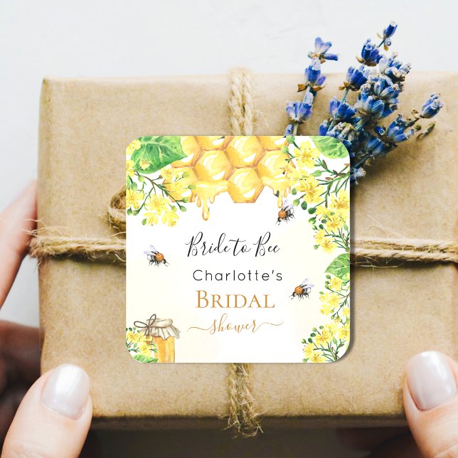 Sticker Carré Bumble abeilles miel florales jaunes Fête des mari (Créateur téléchargé)