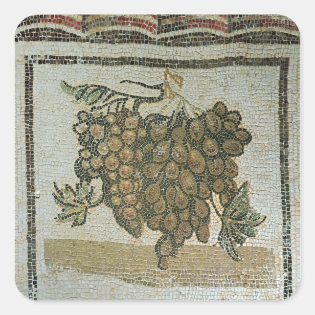 Sticker Carré Bunch de raisins blancs, mosaïque romaine (Devant)