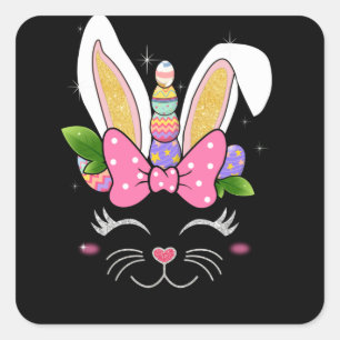 Sticker Carré Bunnicorn Lapin de Pâques Unicorne Rabbit mignonne