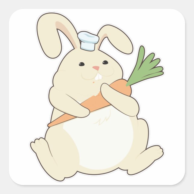 Sticker Carré Bunny comme cuire avec de la carotte (Devant)