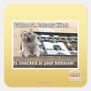 Sticker Carré Burbon St Balcony Kitteh