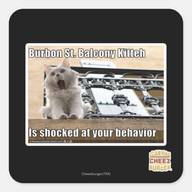 Sticker Carré Burbon St Balcony Kitteh (Devant)