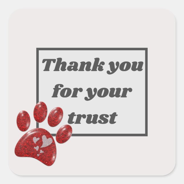 Sticker Carré Bureau vétérinaire Merci pour Trust Red Paw (Devant)