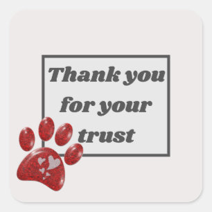 Sticker Carré Bureau vétérinaire Merci pour Trust Red Paw