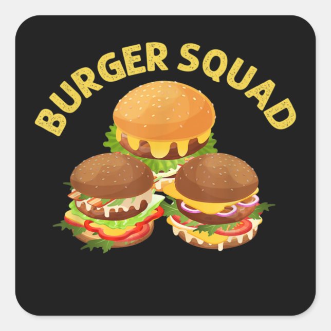 Sticker Carré Burger Art Pour Hommes Femmes Hamburger Cheeseburg (Devant)