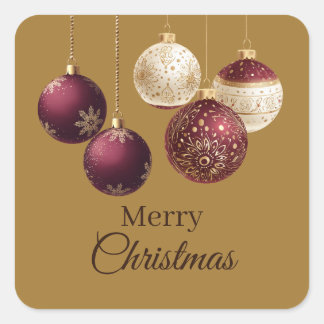 Sticker Carré Burgundy and gold faux glitter