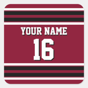 Sticker Carré Burgundy Black Wht Team Jersey Numéro personnalisé