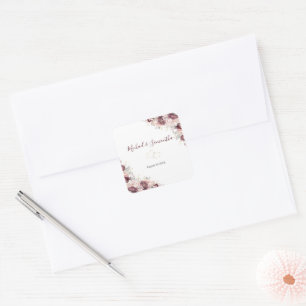 Sticker Carré Burgundy Blush Peony et Mariage Rose