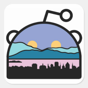 Sticker Carré Burlington, sous Reddit logo de VT