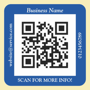 Sticker Carré Bus QR Code. Nom Site Web Promo, Deep Blue
