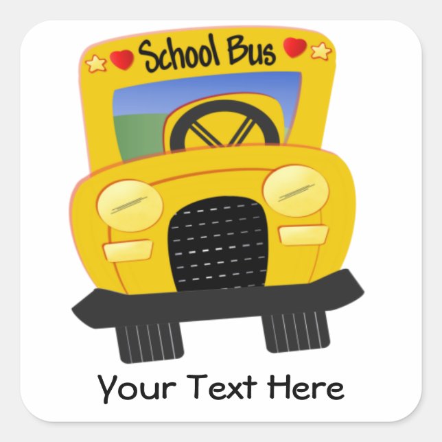 Sticker Carré Bus scolaire 2 (personnalisable) (Devant)