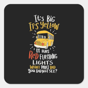 Sticker Carré Bus Scolaire Il Est Grand Et Jaune