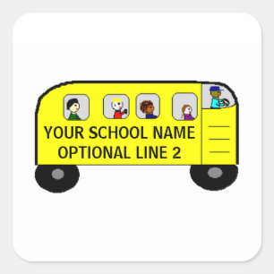 Sticker Carré BUS SCOLAIRE - un produit de votre école - autocol
