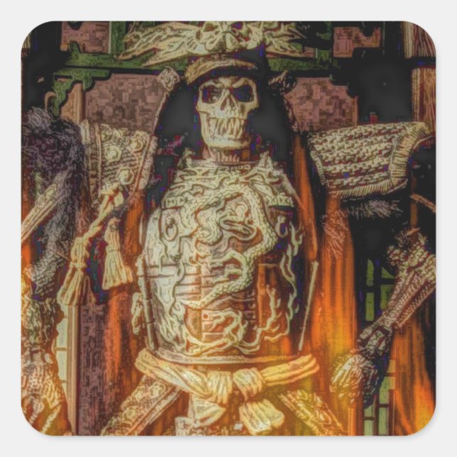 Sticker Carré bushido japonais samouraï armure samouraï crâne (Devant)