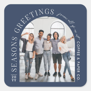 Sticker Carré Business Modern Arch Photo Noël bleu marine