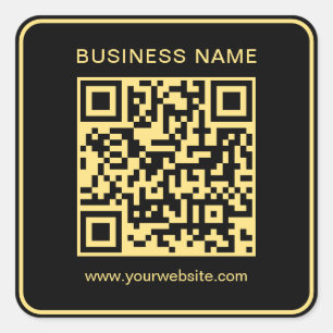 Sticker Carré Business QR Code Modèle Black & Gold Scannable