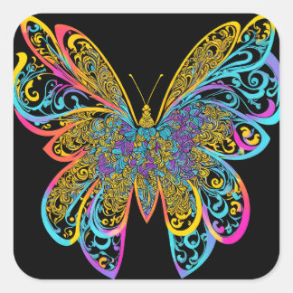 STICKER CARRÉ BUTTERFLY MANDALA ART POUR LA MÉDITATION SPIRITUEL